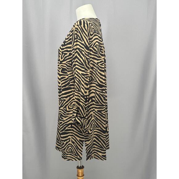 Michael Kors Tunic Womens 1X Zebra Print Zip Front Long Sleeve Animal Pattern - Picture 3 of 9